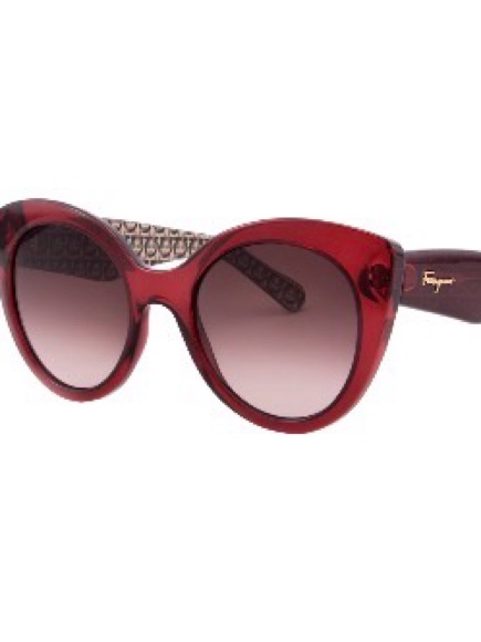 Salvatore Ferragamo Burgundy Round Cat-Eye Sunglasses